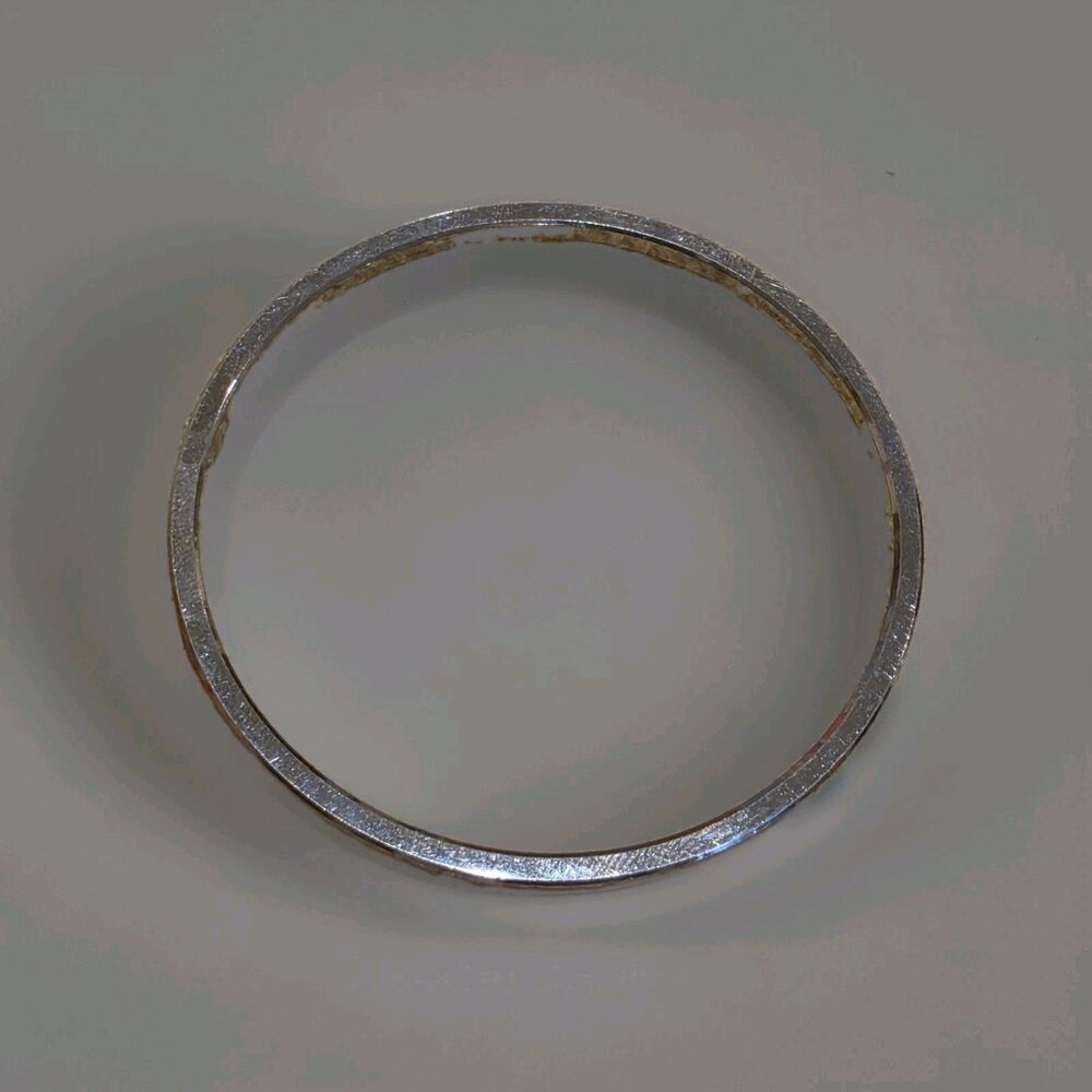 Vintage Crown Trifari Signed Silver Tone Thin Slip-On Bangle Bracelet